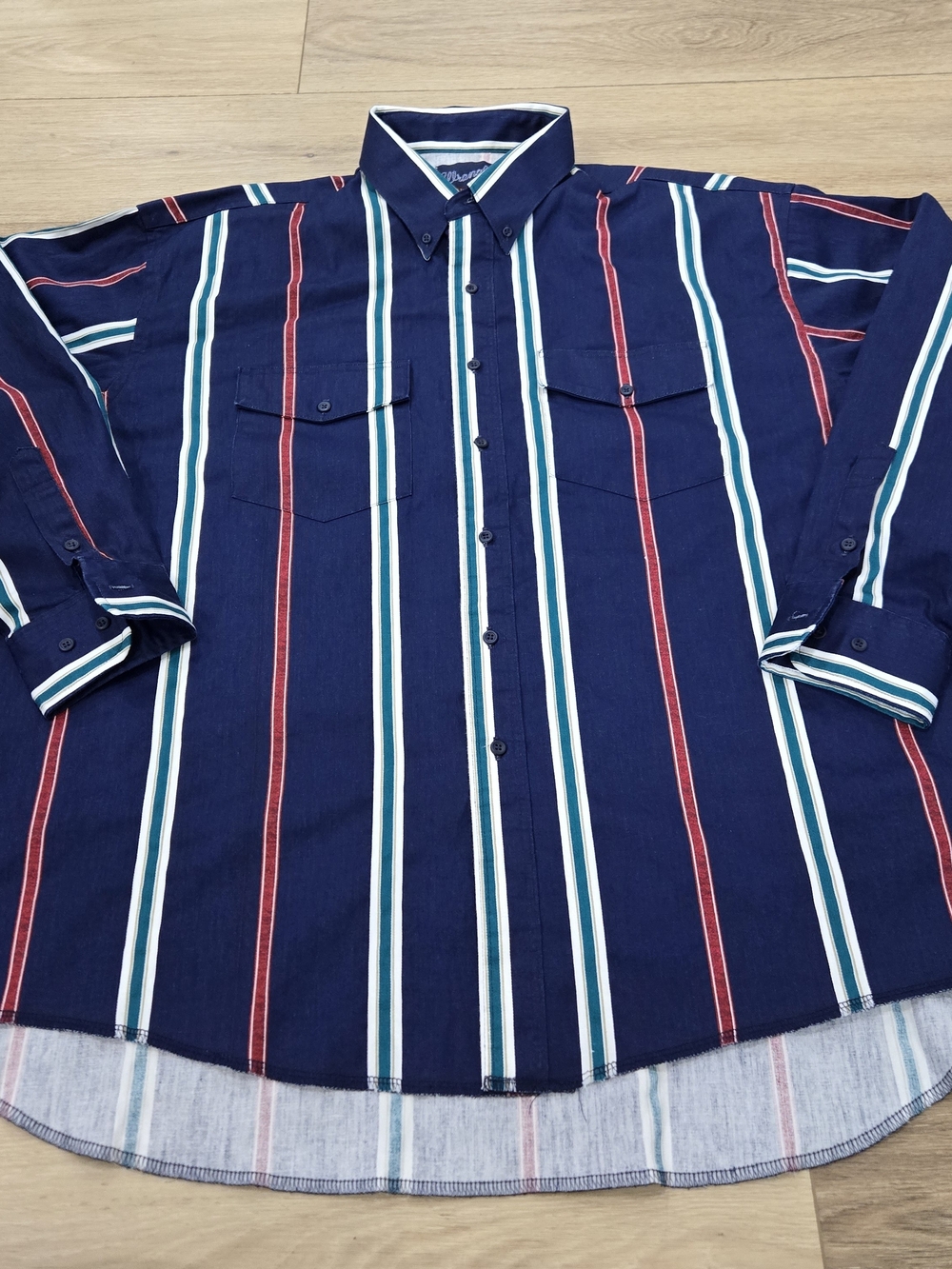 Vtg 90s Wrangler Brushpopper Western Shirt 18.5 36 BIG 2XL Striped Rodeo